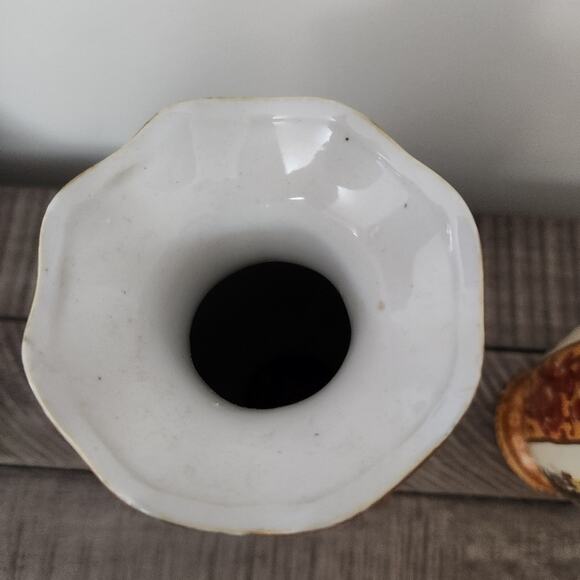 Vintage Satsuma Japanese Pottery Gold Painted Vases Set of 2 - Picture 6 of 12